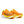 Orange and yellow running shoes with white soles on a white background