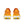 Orange running shoes with white soles on a white background