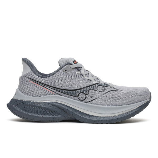 Gray Men's Saucony running shoe on a white background