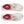 White running shoes with maroon soles on a white background