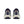 Back view of gray and navy running shoes on a white background