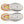 Gray running shoes with orange soles on a white background