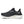 Black, white, and silver running shoe on a white background