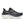 Black, white, and silver running shoe n a white background