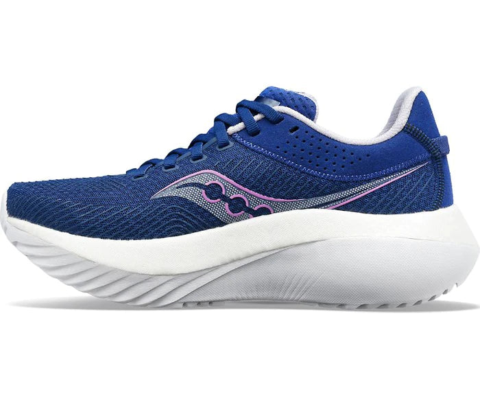 Medial view of the Women's Kinvara Pro by Saucony in Indigo/Mauve