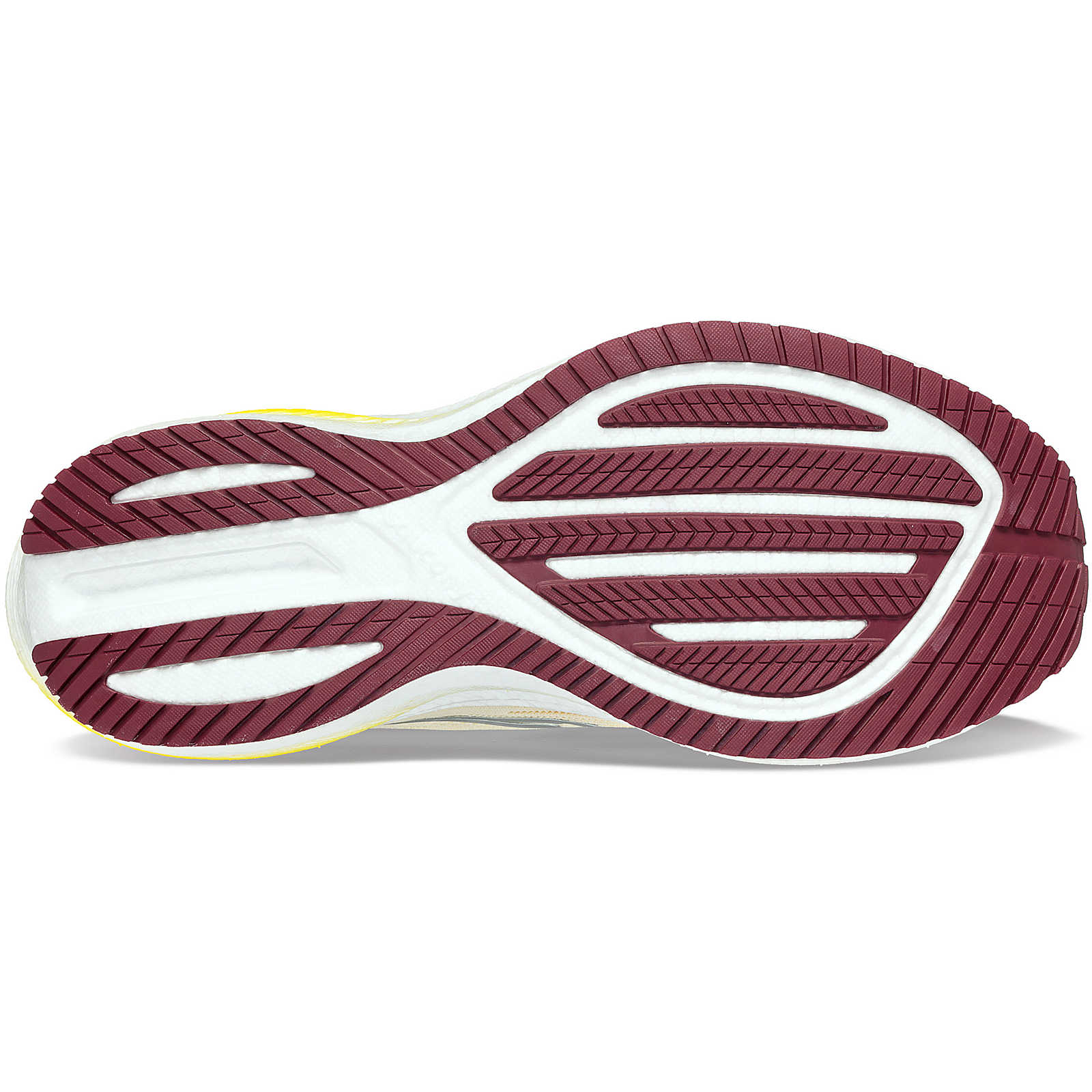 The outsole of teh Triumph 21 has strips of carbon rubber to provide traction and make them lighter