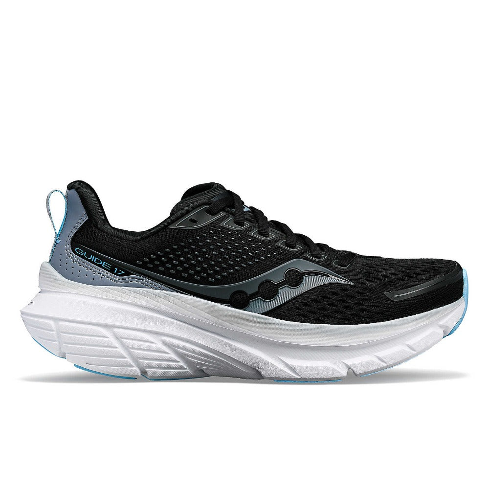 The Saucony Guide 17 is your max cushioned everyday running shoe, featuring our exclusive CenterPath Technology. A transformational approach to stability, featuring a broader platform, higher sidewalls and asymmetric profile to guide your stride.