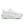 A pair of women's stability running shoes with a white upper and white sole, featuring yellow accents..