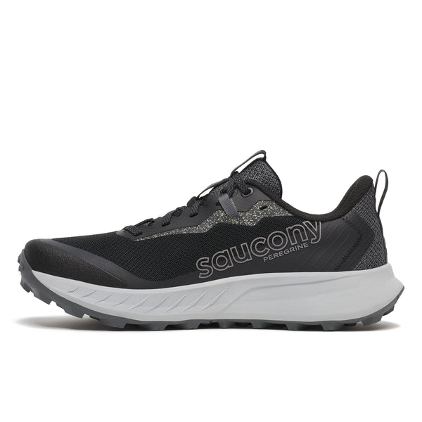Gray sneaker with unique sole design on a white background