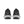 Black and gray athletic shoes on a white background