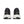 Black running shoes with white soles on a white background