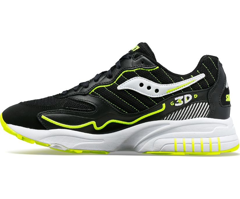 Medial view of the Men's 3D Grid Hurricane by Saucony in Black/White