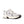 White and gray sneaker with New Balance logo on a white background
