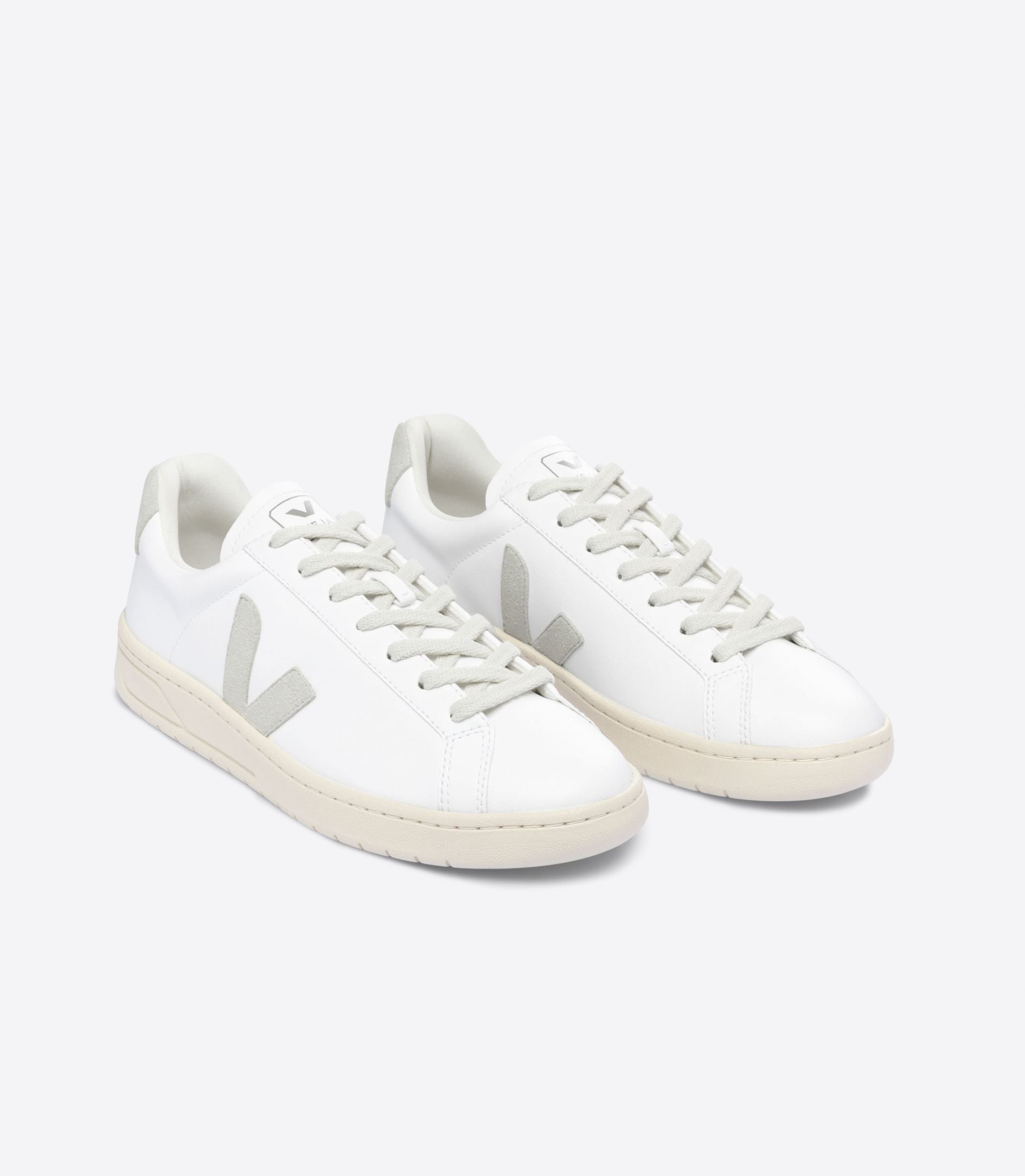 Front angle view of the Women's Urca by VEJA in the color White/Natural