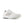 A NB tennis shoe sitting at a diagaonl angle.