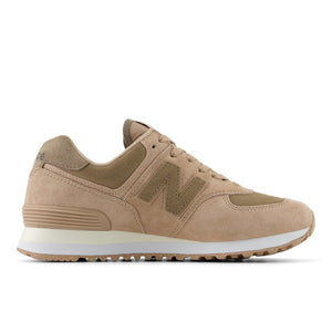 This women's lifestyle shoe has a tan upper and a white midsole.