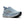 Light blue running shoe with a black sole on a white background