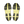 Close-up of a pair of yellow and black athletic shoe soles on a transparent background