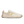 Beige sneaker with a yellow logo on a white background