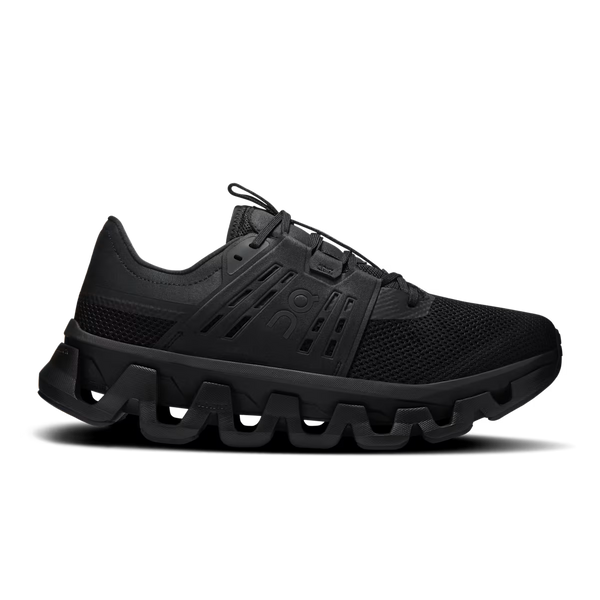All black training shoe on a white background
