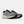 Gray running shoes with black accents on a white background