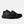 Black running shoes with New Balance logo on a light gray background