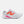 White running shoe with pink and orange accents on a white background
