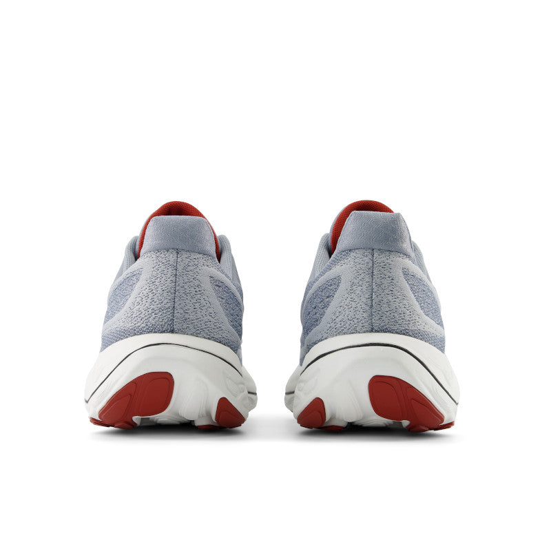 The heel of this New Balance Vongo V6 is all tonal grey, although the red podds under the shoe can just barely be seen