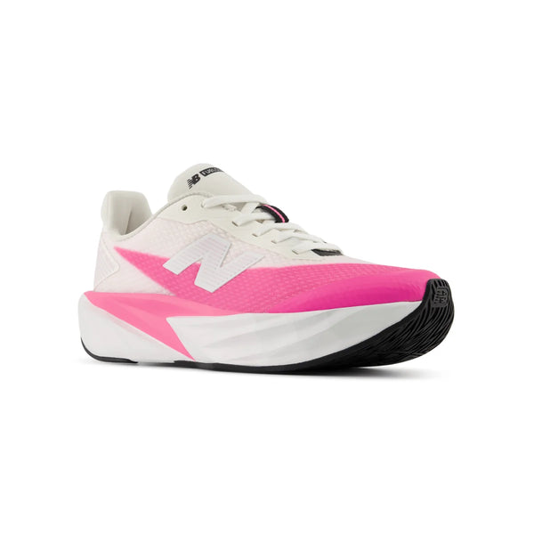 Pink and white running shoe on a white background
