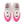 Pink and white running shoe on a white background