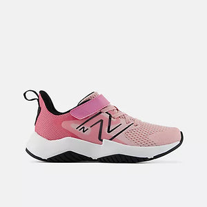 Pink, white, and black shoe on a white background