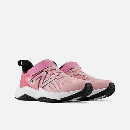 Pink, white, and black shoe on a white background