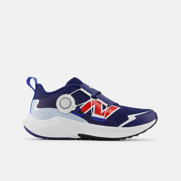 Kid's New Balance running shoe with a BOA fit system.