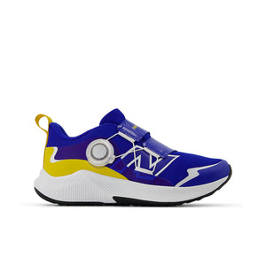 Blue and yellow kids running shoe