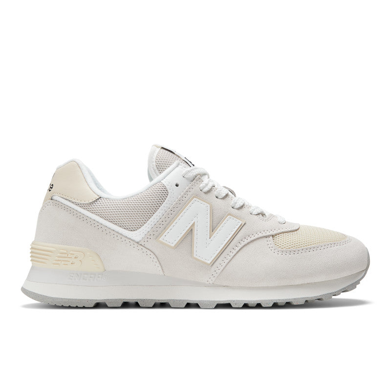 Lateral view of the Men's 574 in White/Fog