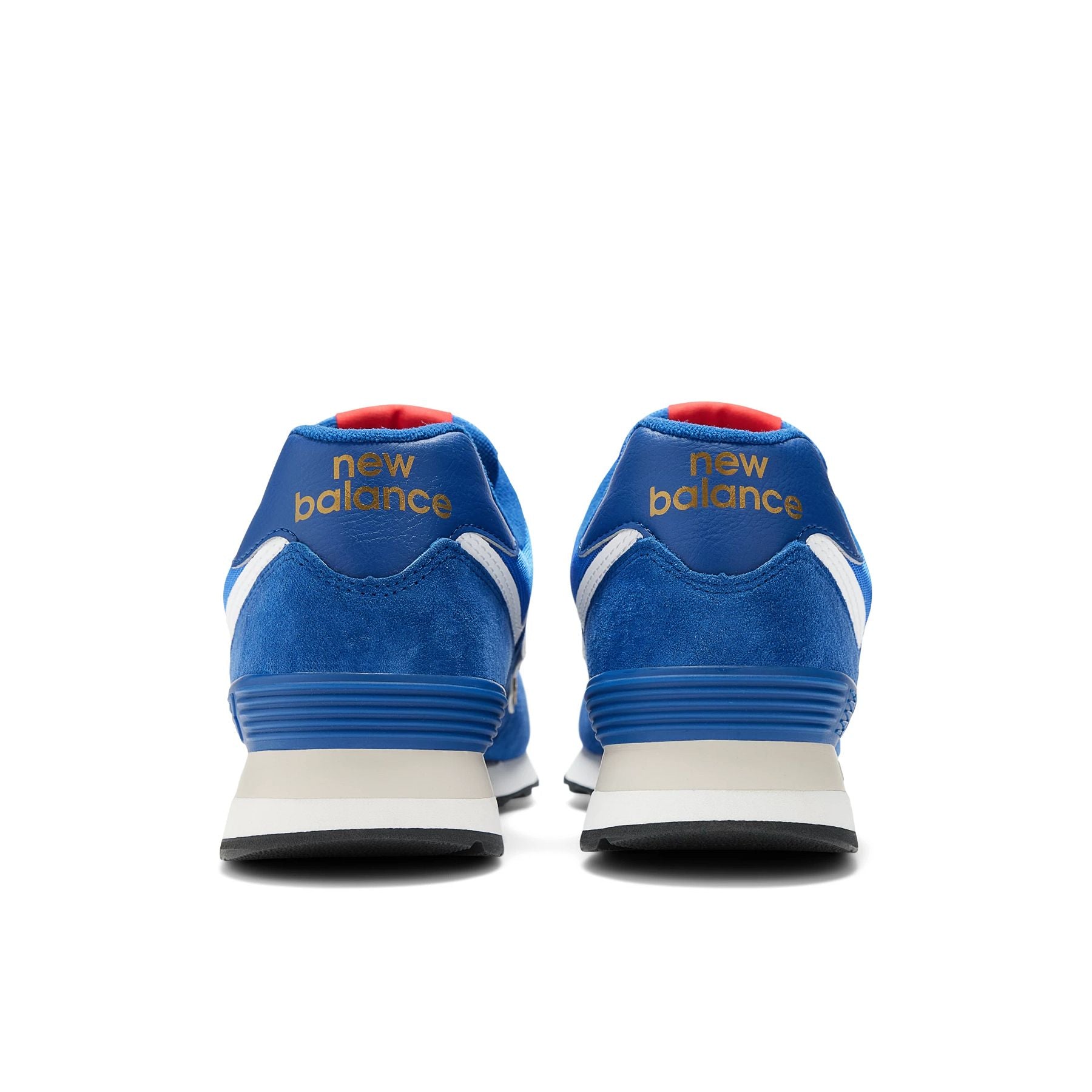 Back view of the Men's 574 in Navy/Gold