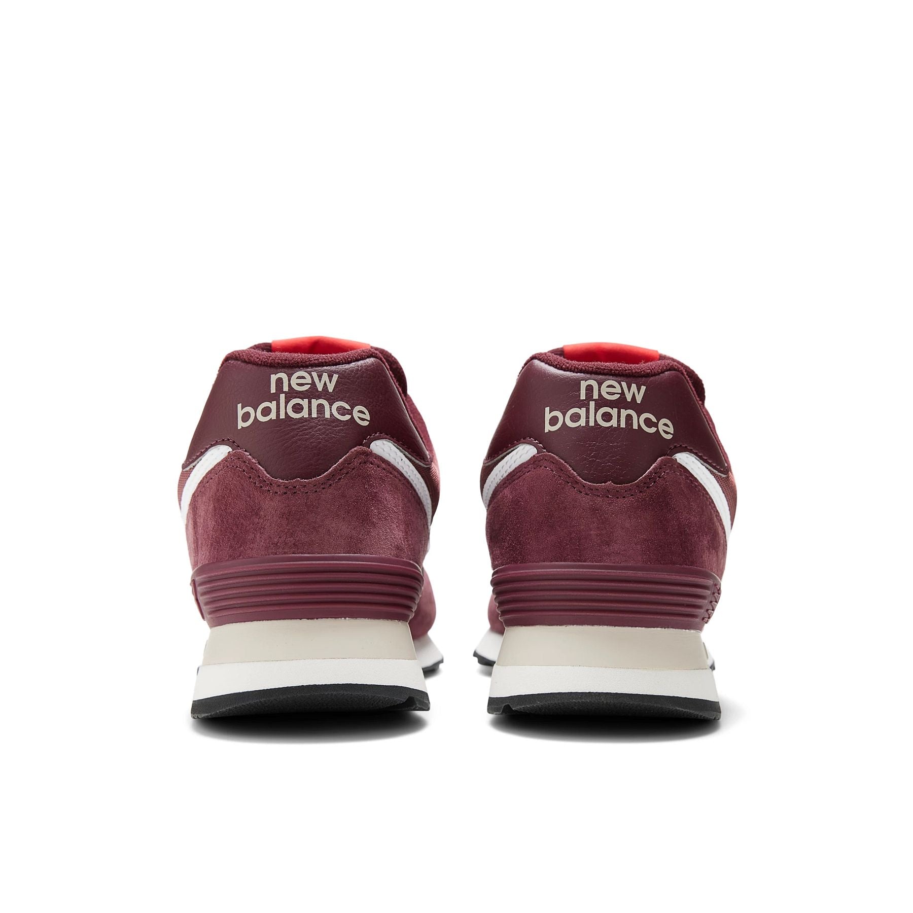 Back view of the Men's 574 in Maroon/Grey
