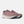 Pair of pink running shoes with gray accents on a white background