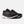 Black New Balance sneakers with white soles on a white background