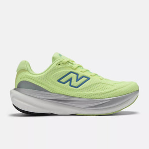 Green running shoe with New Balance logo on a white background