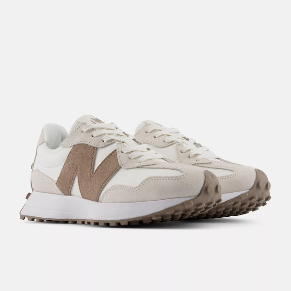 Beige and brown sneaker on a white background