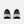 Black running shoes with white soles on a white background