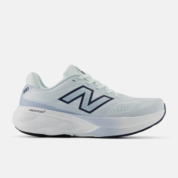 Light blue running shoe with New Balance logo on a white background