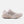 White running shoe with black logo on a white background