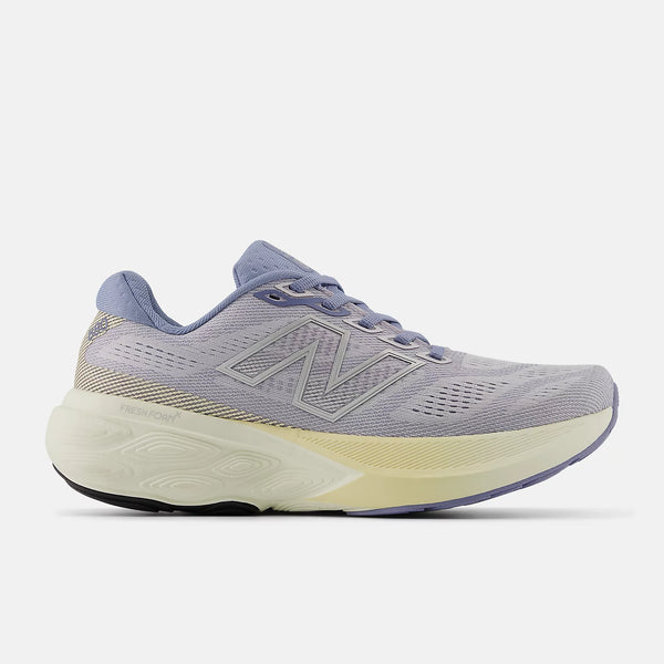 Gray running shoe with New Balance logo on a white background