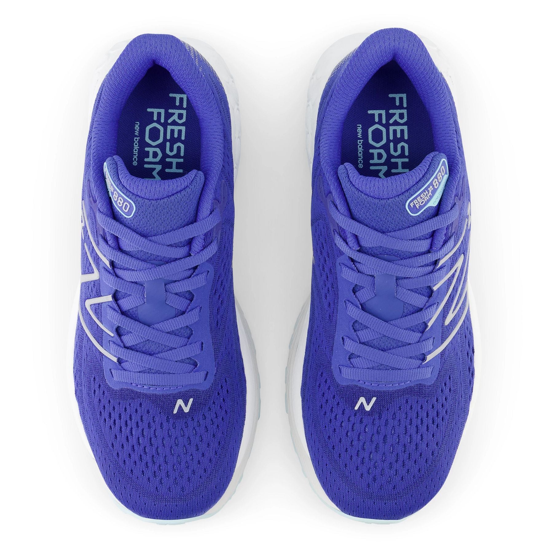 Top view of the Women's 880 V13 by New Balance in the color Marine Blue/Bright Cyan