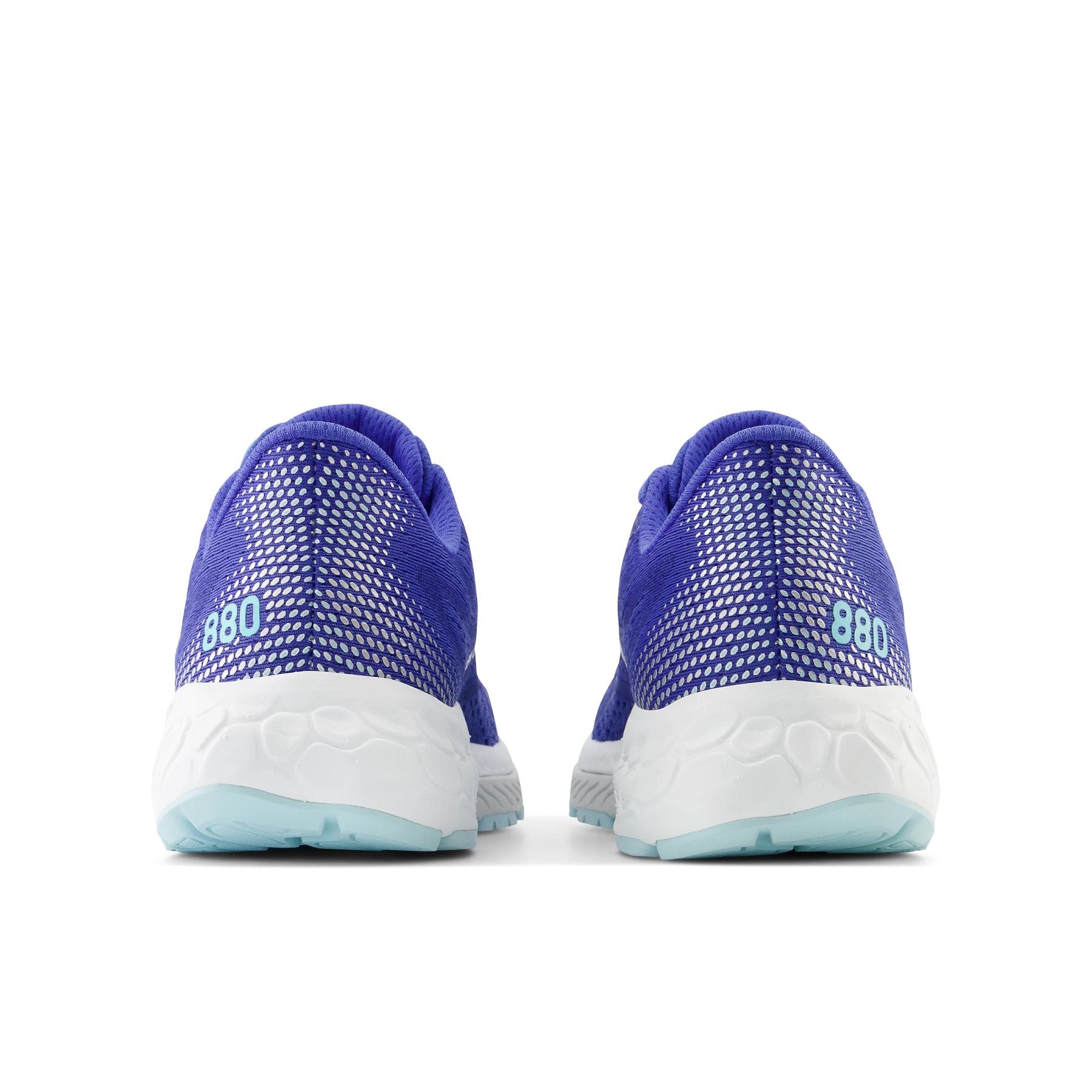 Back view of the Women's 880 V13 by New Balance in the color Marine Blue/Bright Cyan