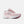 Pink running shoe with New Balance logo on a white background