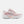 Light pink running shoe with white sole on a light gray background