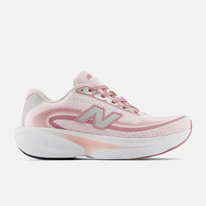Light pink running shoe with white sole on a light gray background